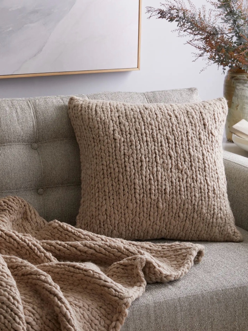Quince Chunky Knit Throw Pillow - Retail $60
